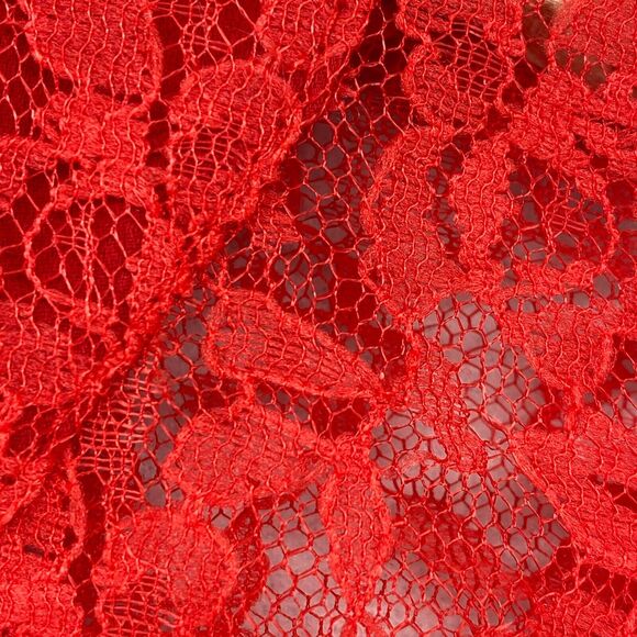 VICTORIA LANE BONNIE GOLDMAN Top S Sheer Lace Floral Button Up Long Sleeve Red - Picture 5 of 12
